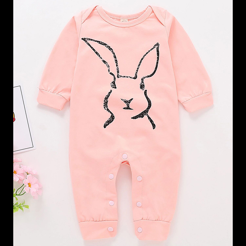 

Baby Girl Rabbit Print Long-sleeve Jumpsuit