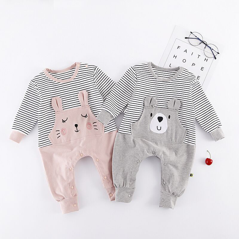 

Baby Bear Print Stripe Long-sleeve Jumpsuit