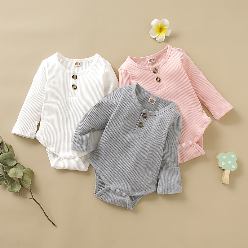 

Baby Girl Solid Stripe Style Cardigan Design Long-sleeve Romper