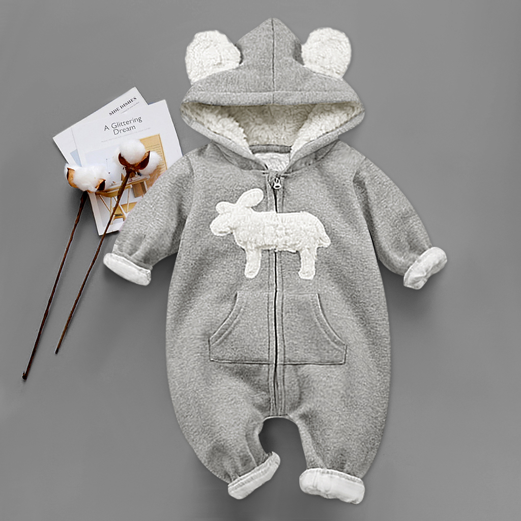 

Infant/Toddler's Super Warm Cute Sheep Patterned Jumpsuit in Grey (Unisex)