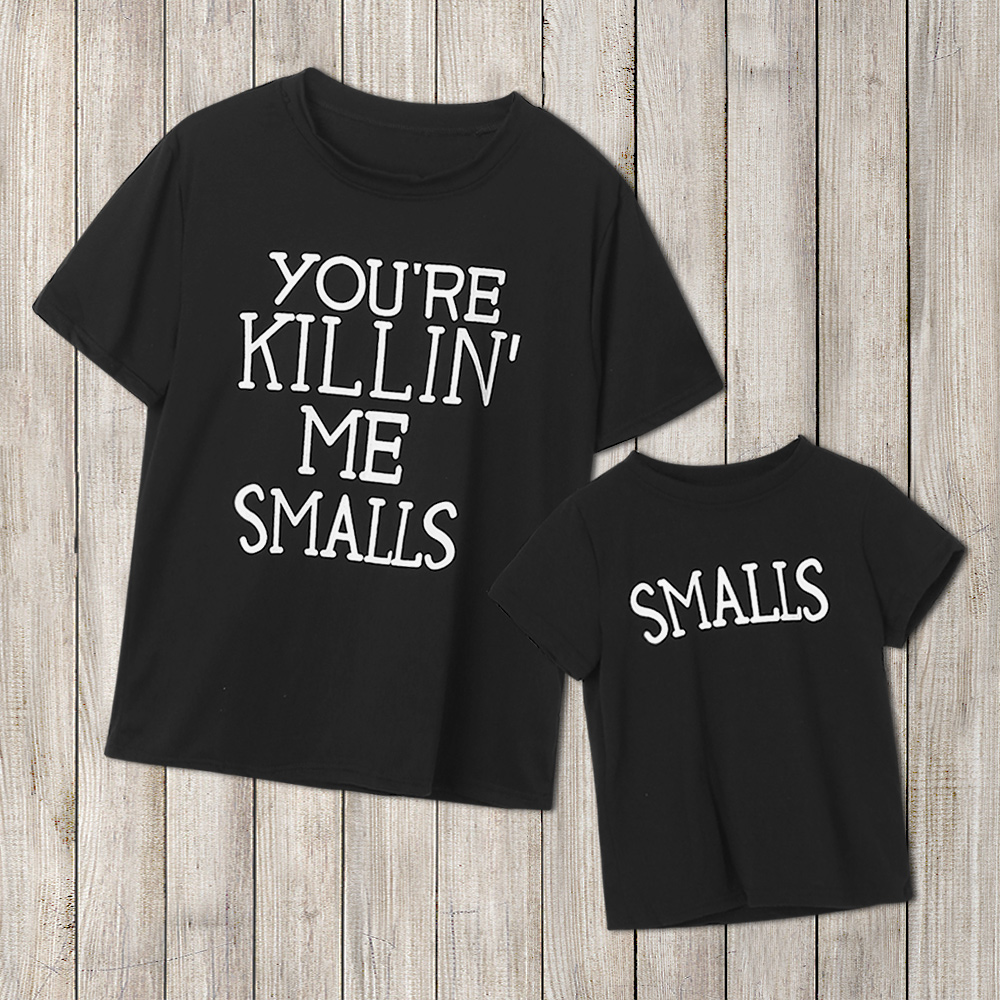 

Mommy and Me letter printed Short Sleeve T-shirt in black