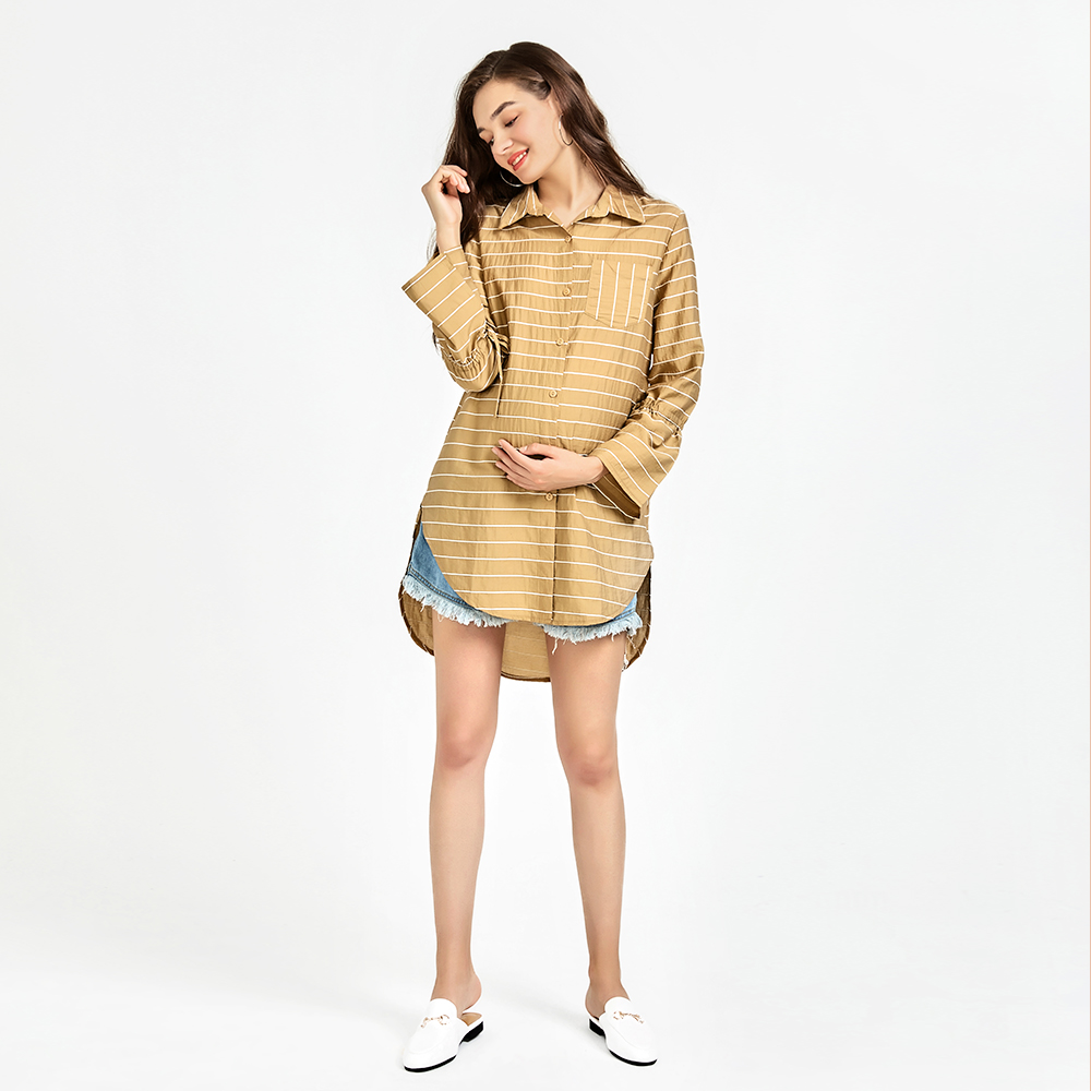 

Cross Stripe Maternity Yellow Blouse