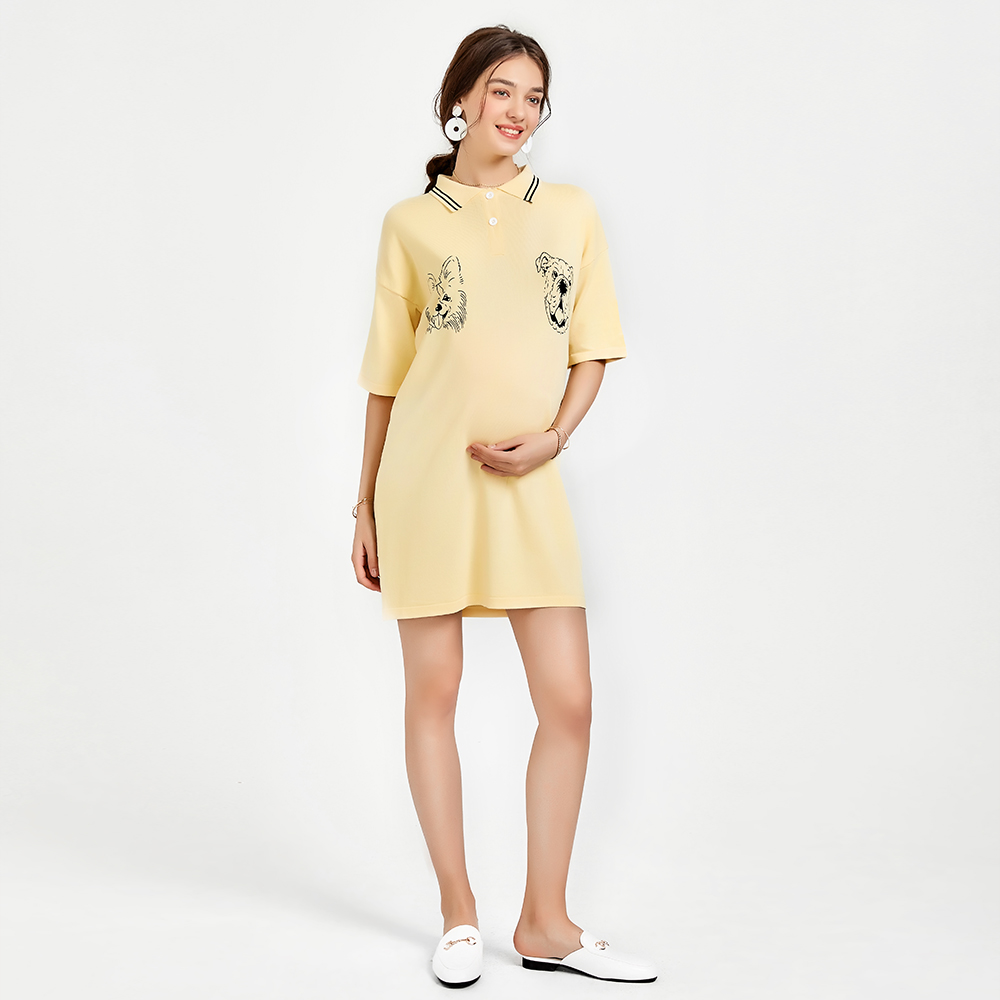 

Puppy Pattern Maternity Casual Dress