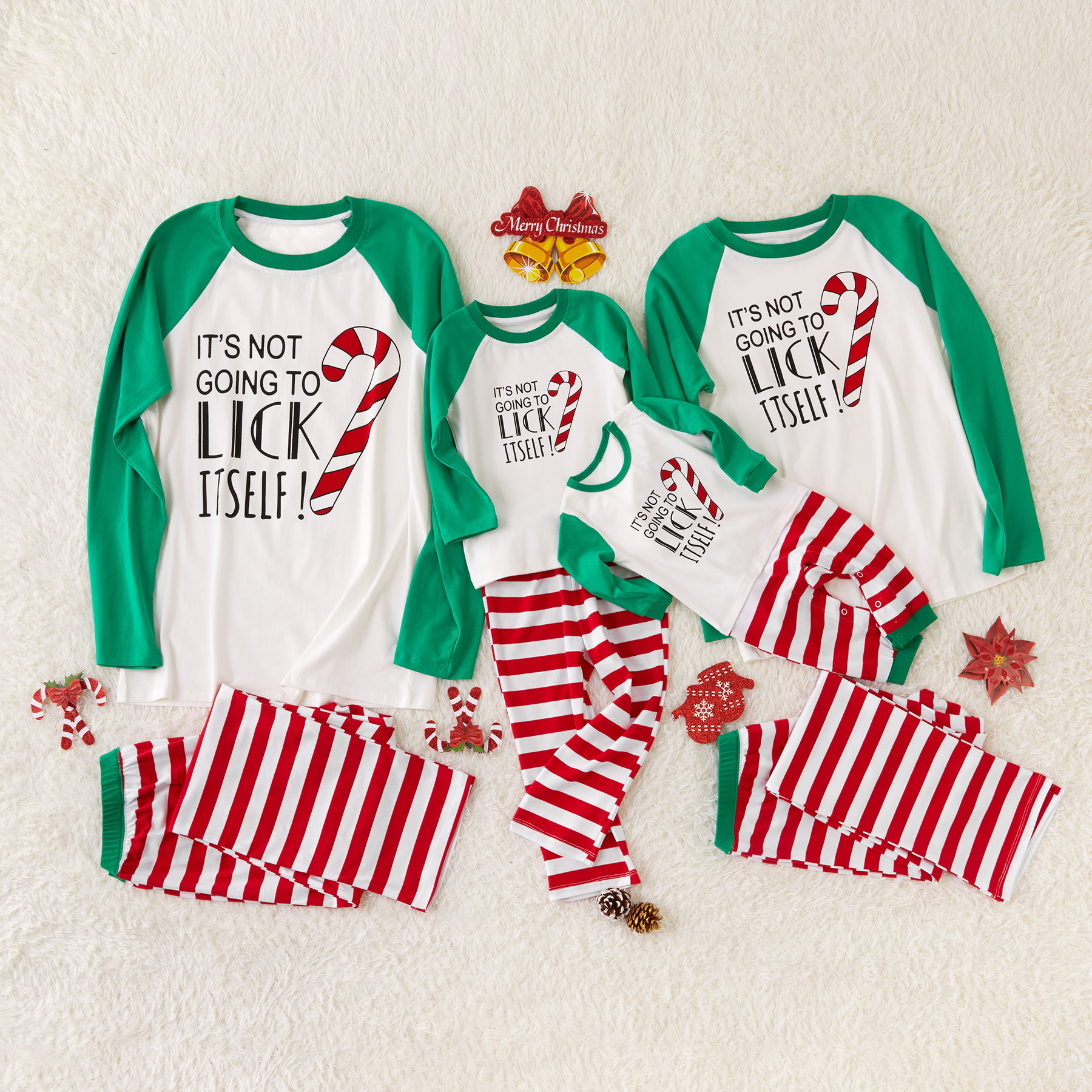 

Merry Christmas Striped Letter Print Family Matching Pajamas