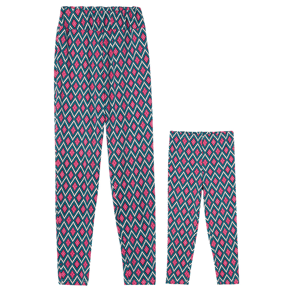 

Rose red Diamond Print Matching Leggings in Black