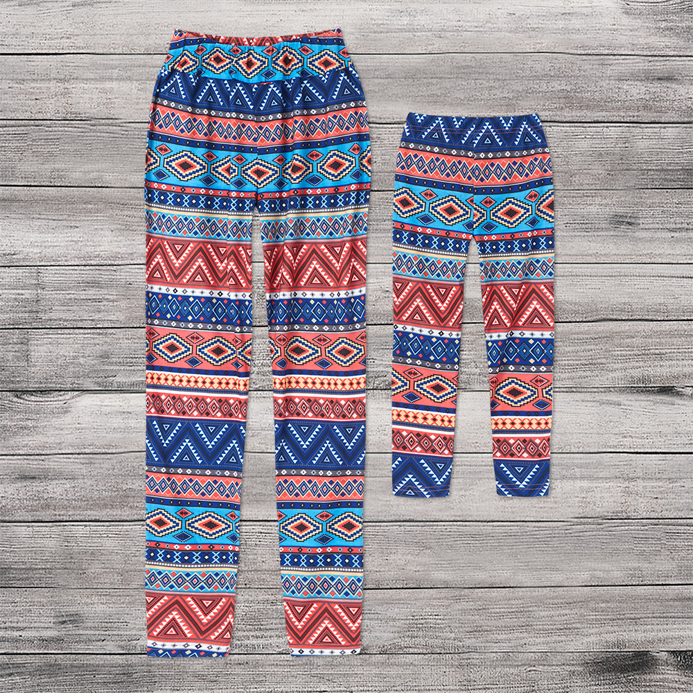

Mommy and Me Stylish Striped Print Leggings in Rose red