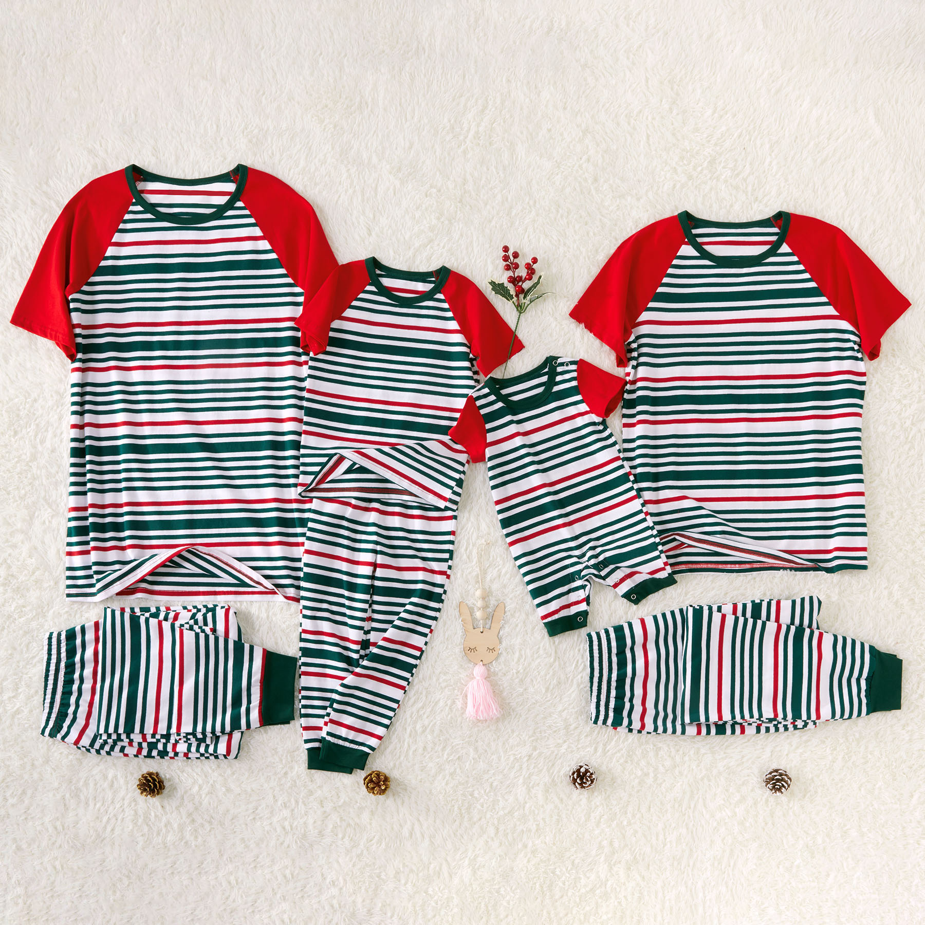 

Green Striped Family Matching Pajamas