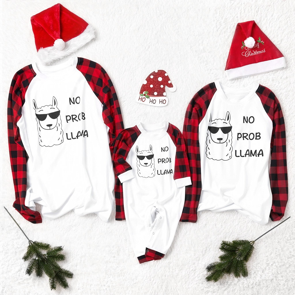 

Cool Alpaca Plaid Sleeve Family Long Sleeve T-shirt