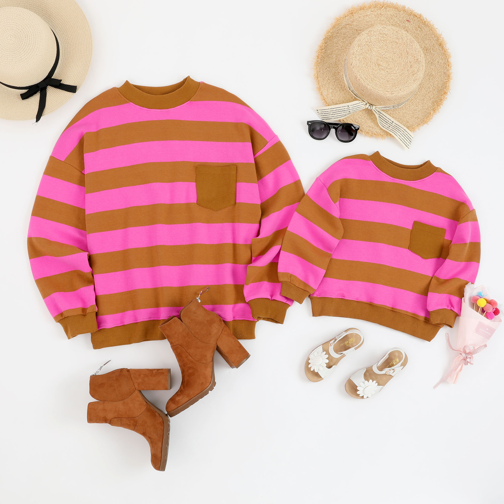 

Soft Striped Long Sleeves Pullover for Mommy and Me