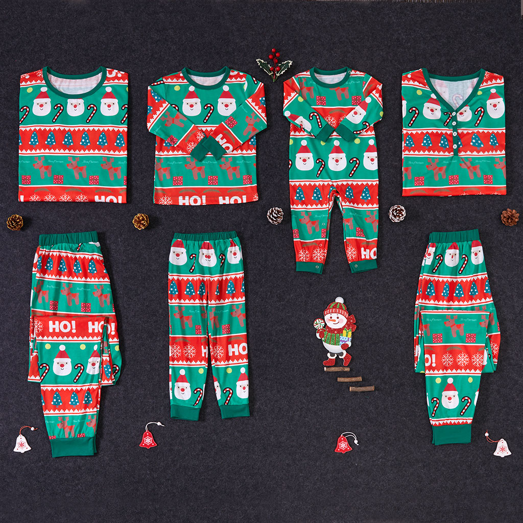 

Lovely Deer and Santa Printed Family Matching Christmas Pajamas Set