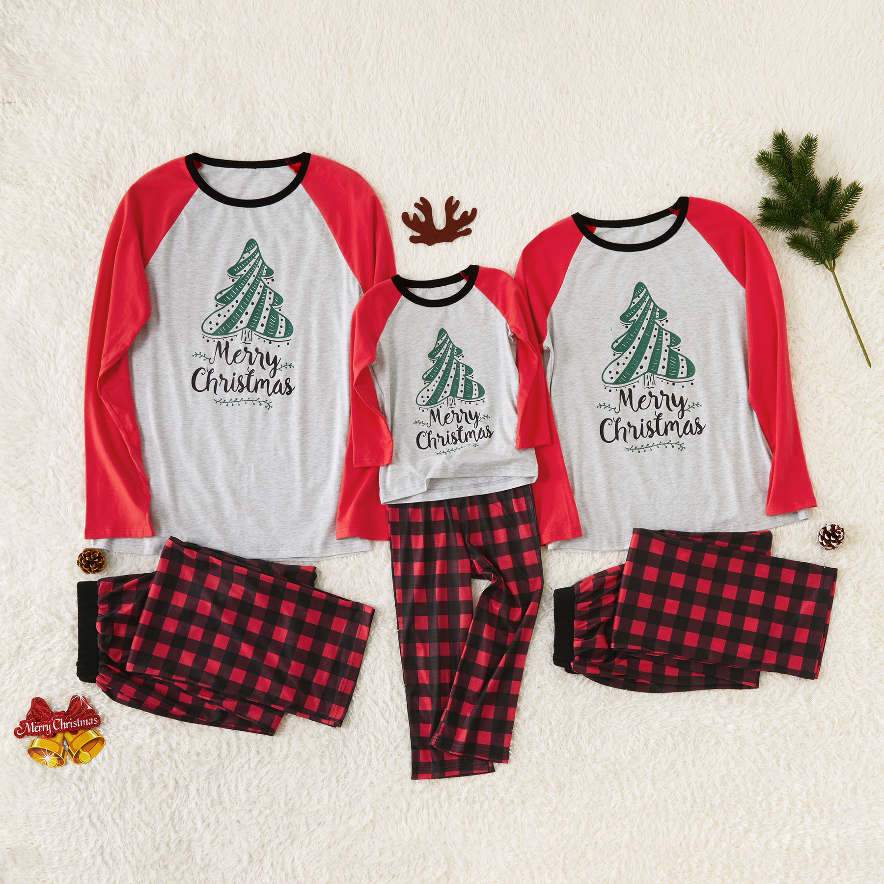 

Christmas Tree and Plaid Family Pajamas Sets