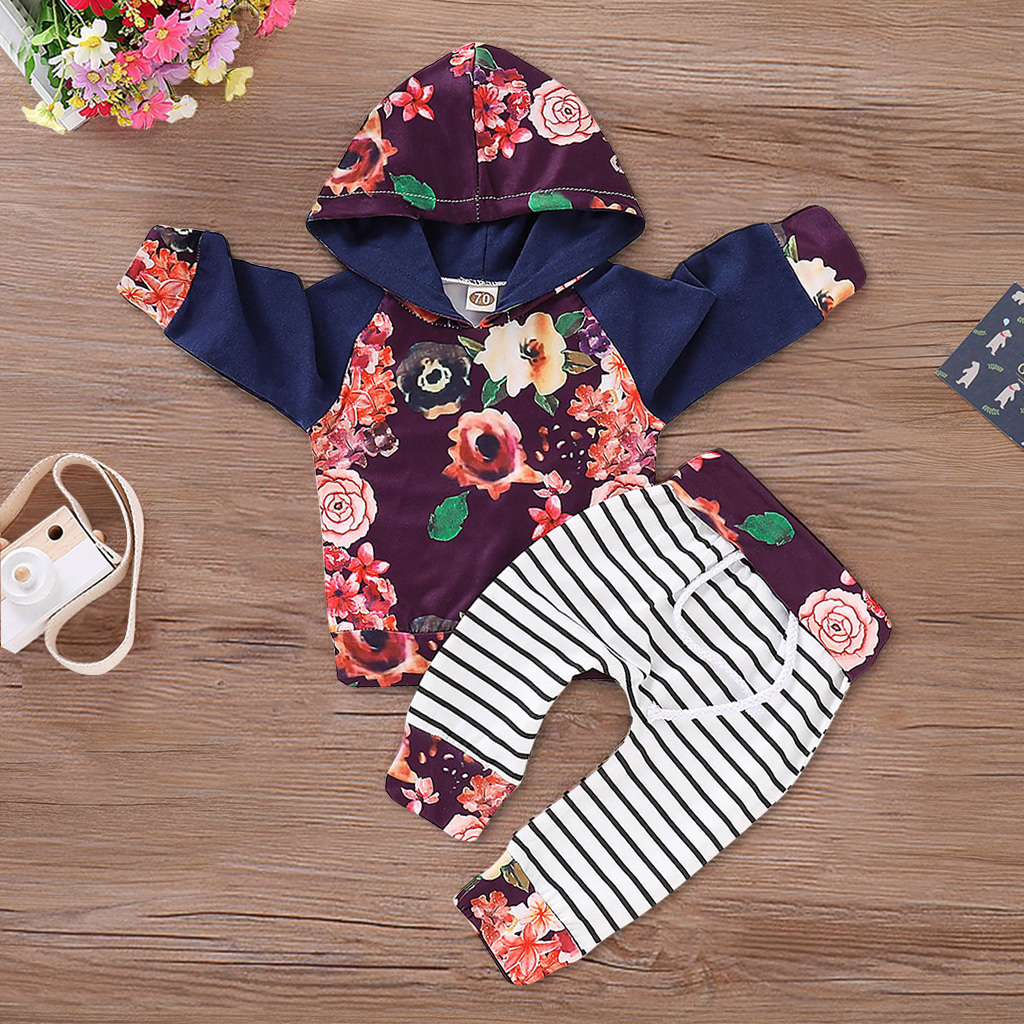 

Floral Hooded Tee and Striped Pants