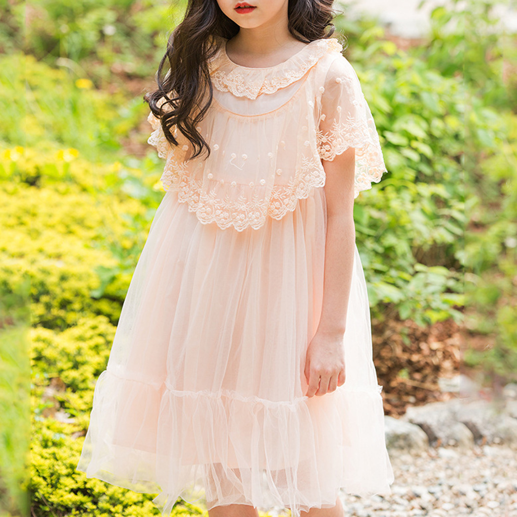 

Pretty Solid Lace Collar Dress in Pink