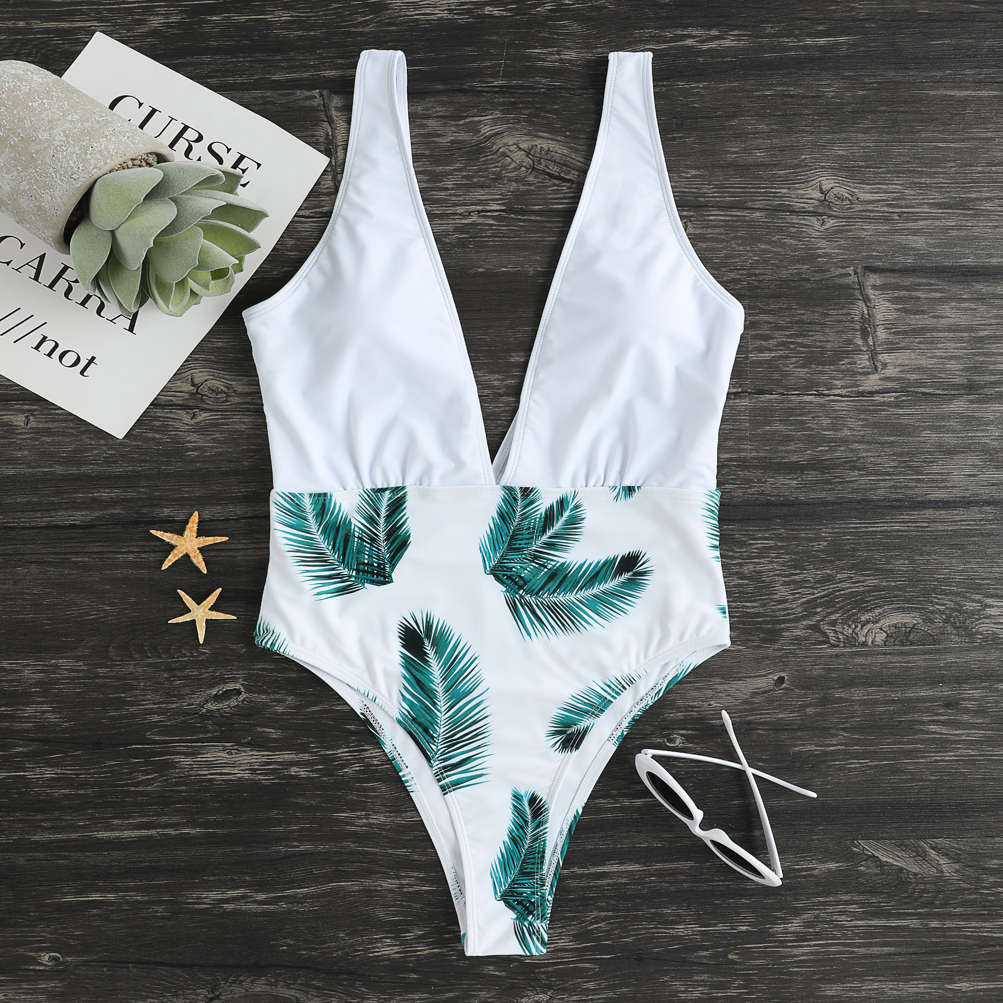 

One-piece Coconut Leaf Swimwear