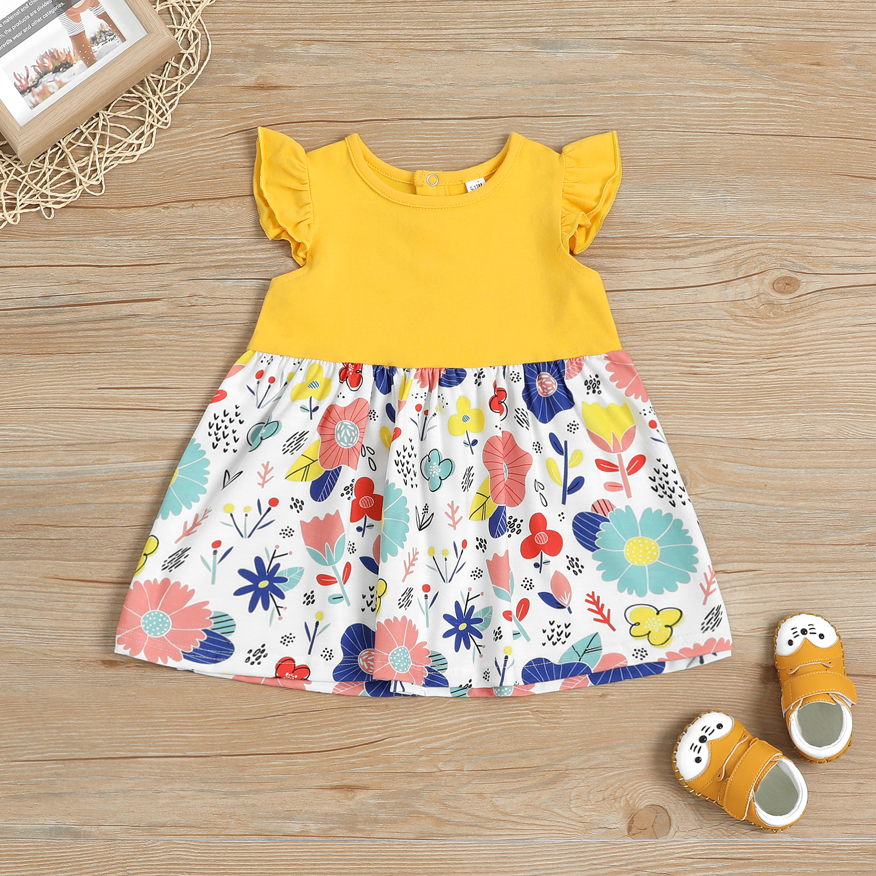 

Floral Pattern Splice Dress for Baby and Toddler Girl