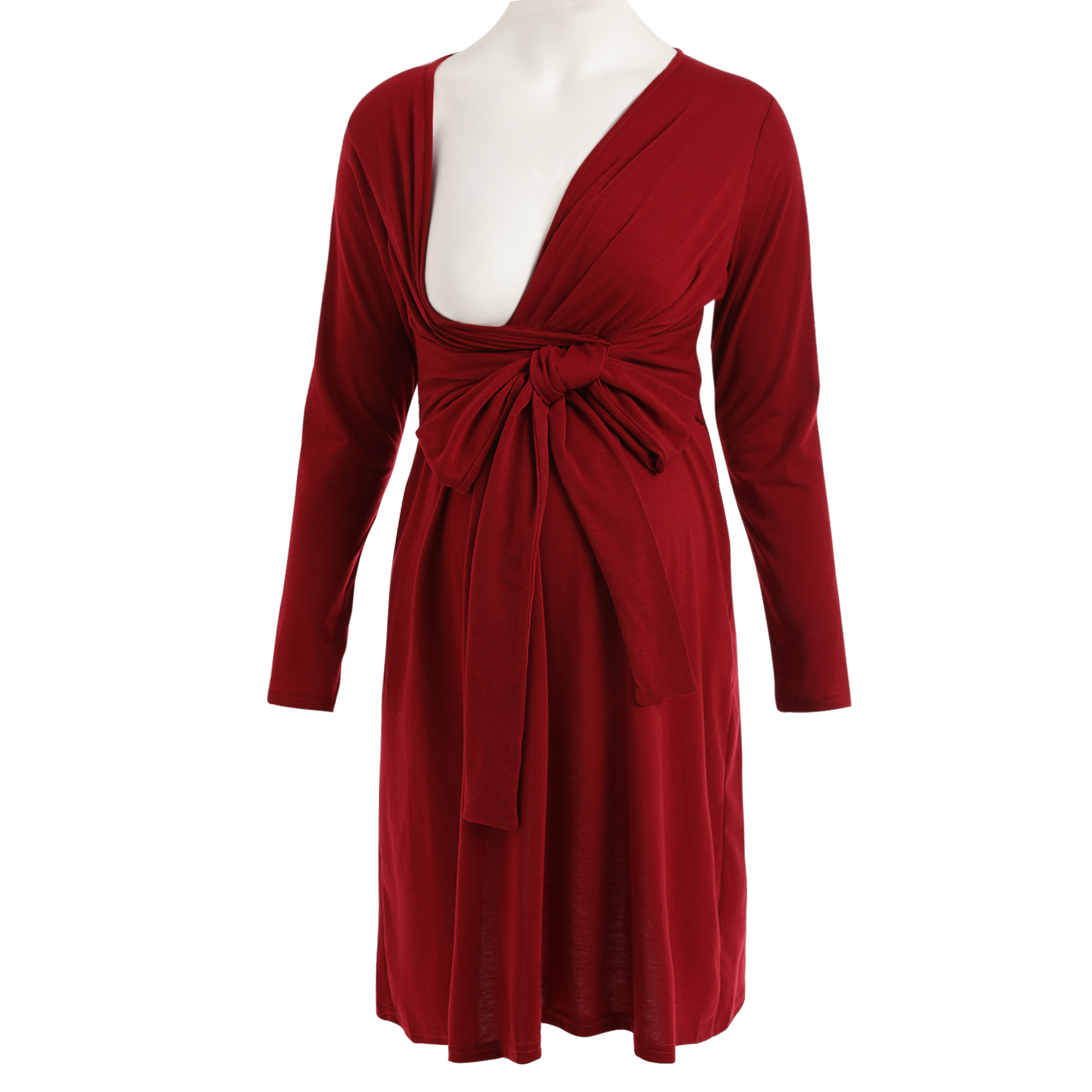 

Chic Waist Tie Maternity Nursing Wrap Dress