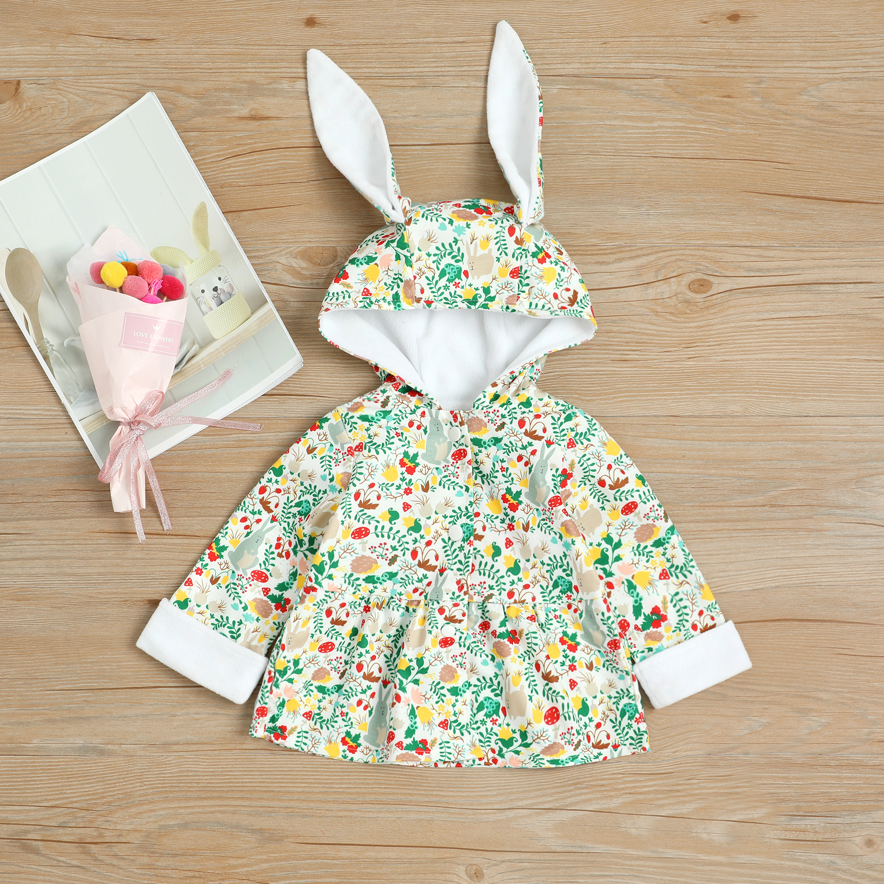 

Floral Print Hooded Coat for Baby and Toddler Girl