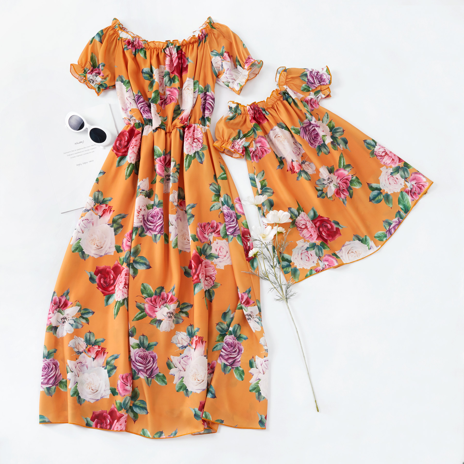 

Off-the-shoulder Matching Dresses