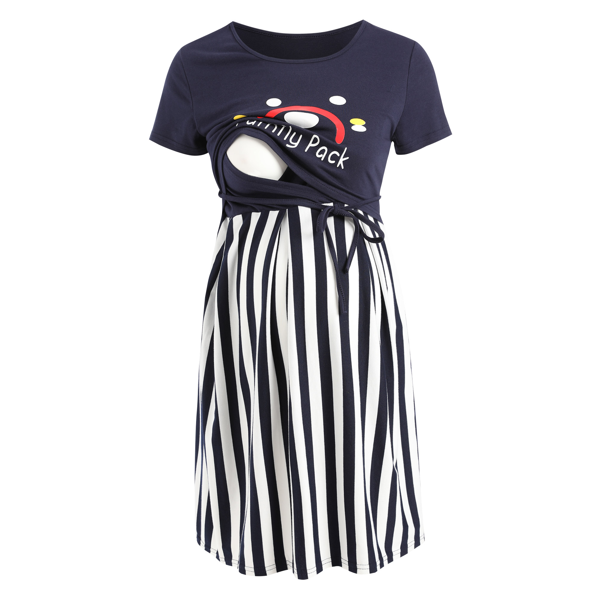 

'Family Pack' Striped Maternity Nursing Dress