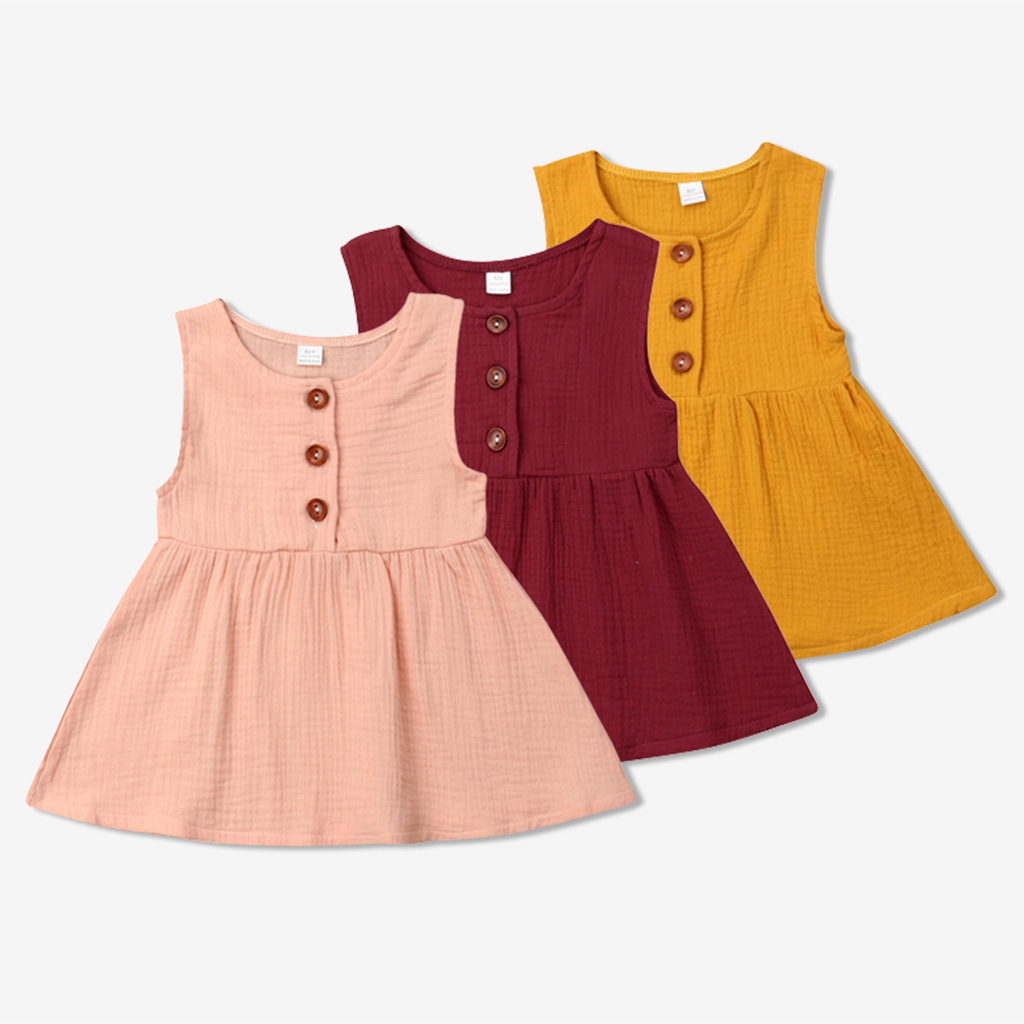 

Buttons Front Sleeveless Dress