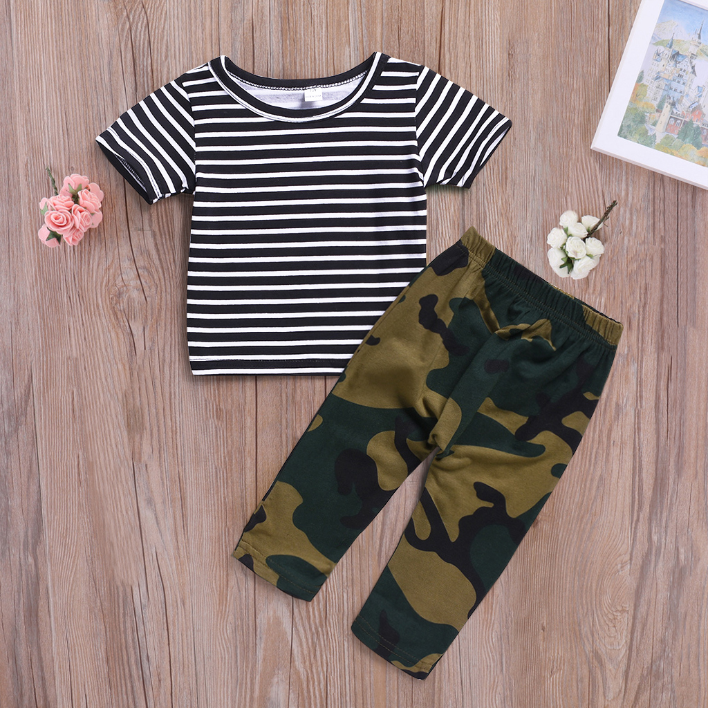 

Striped Top and Camouflage Pants Set
