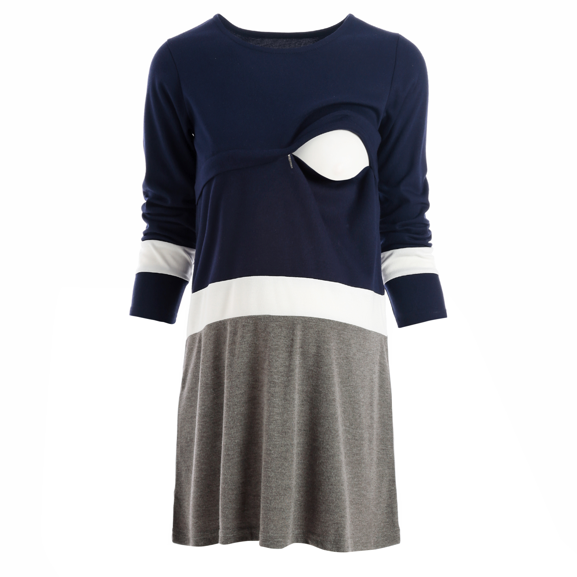 

Maternity Color Block Long-sleeve Dress