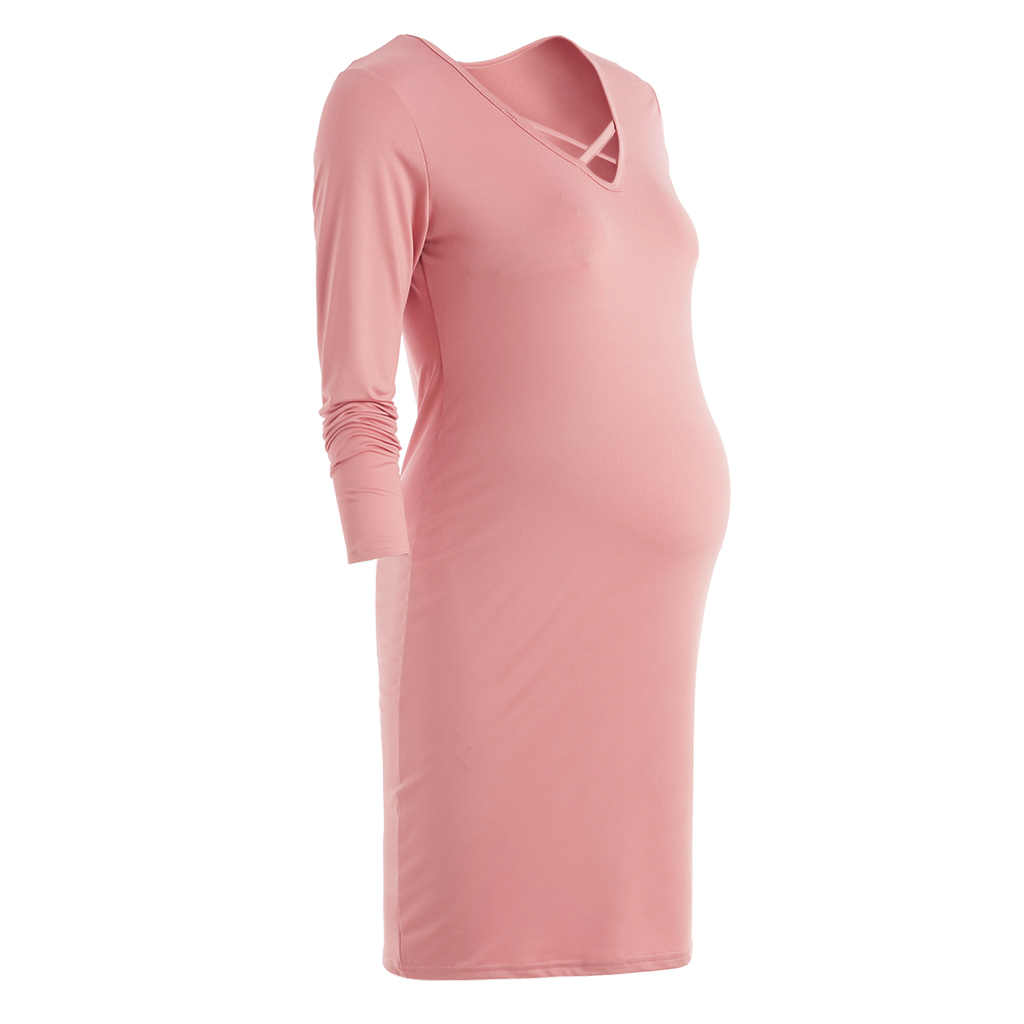 

Casual Solid Maternity Bodycon Dress