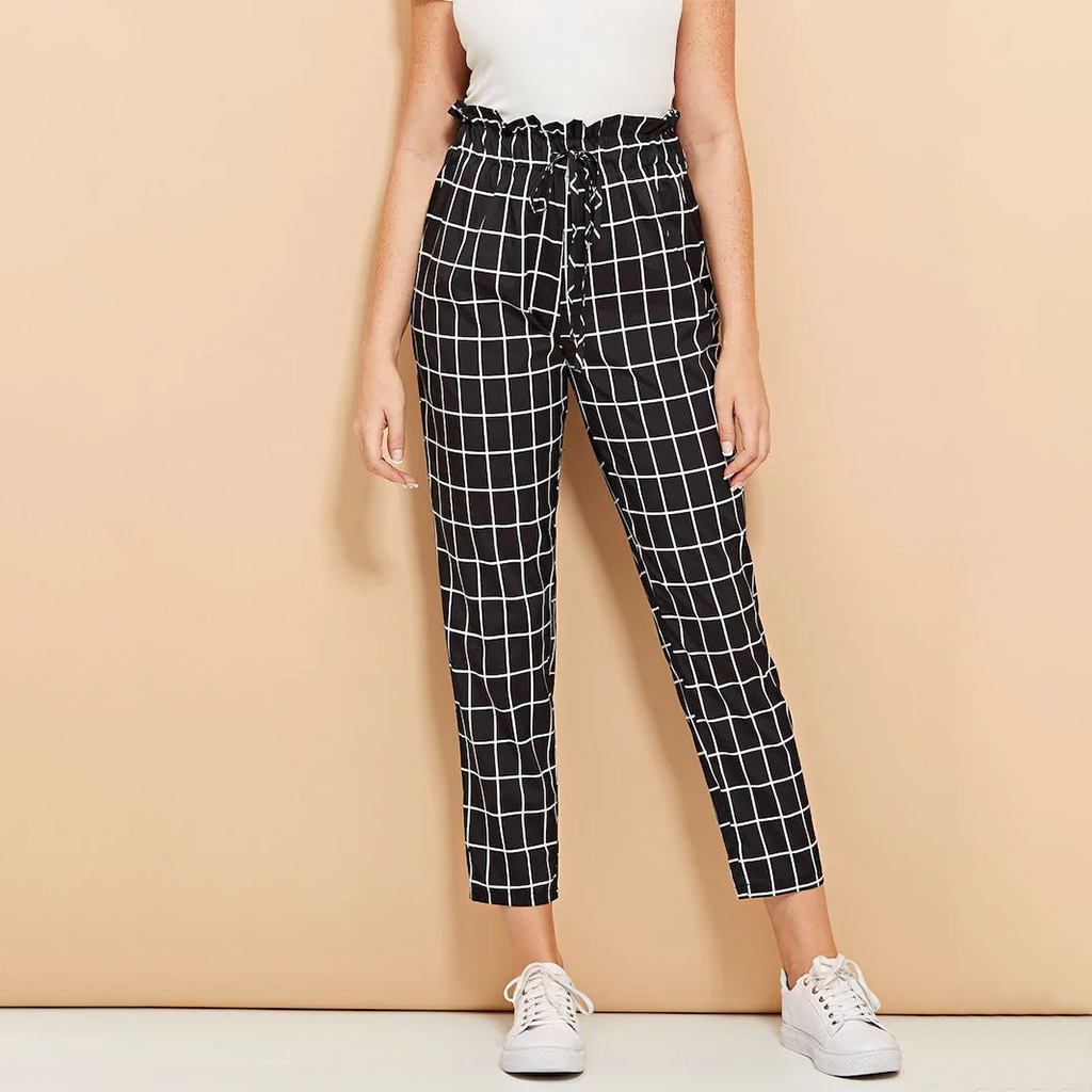 

Black Plaid 9/10 Pants