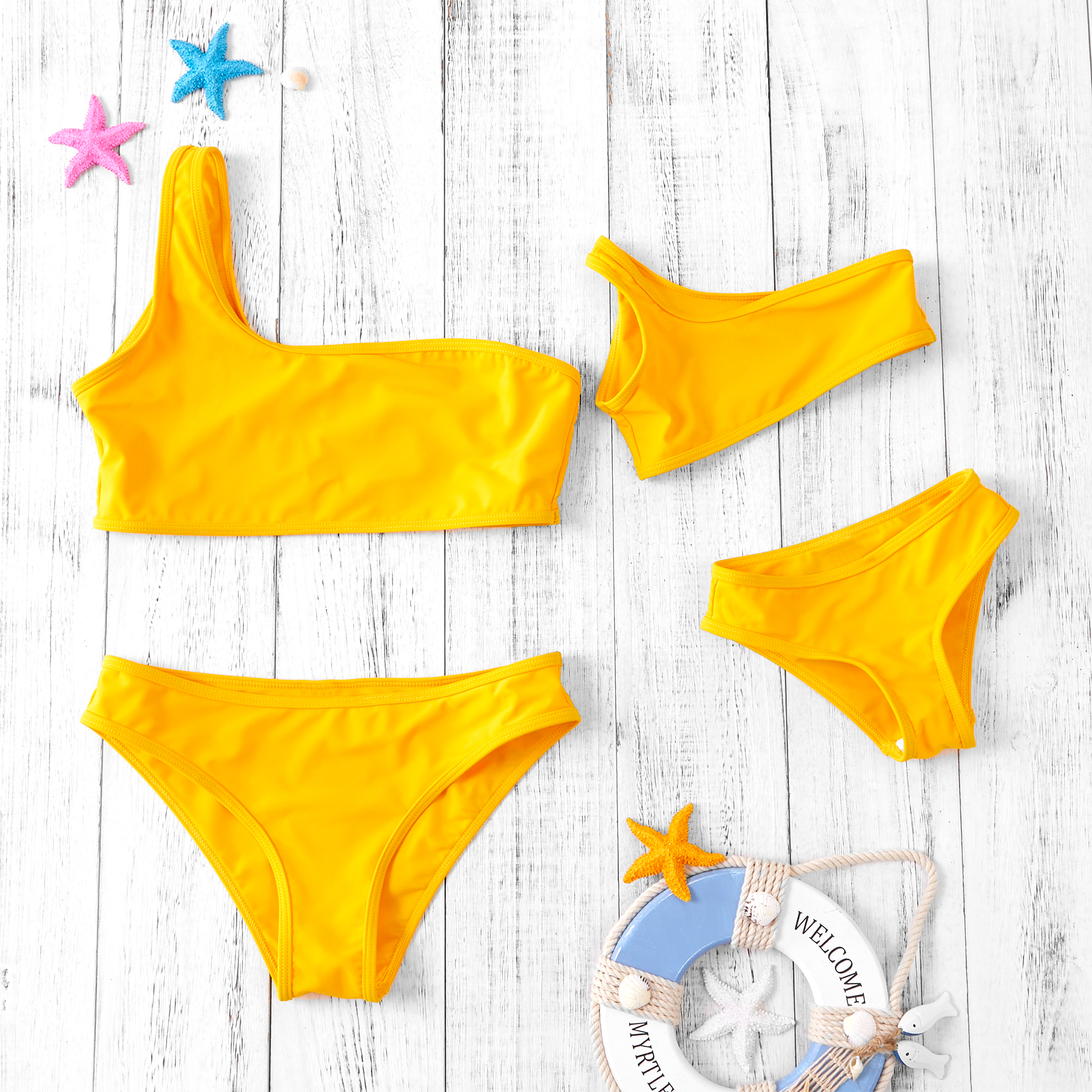 

Yellow Swimwear Separates for Mom and Me