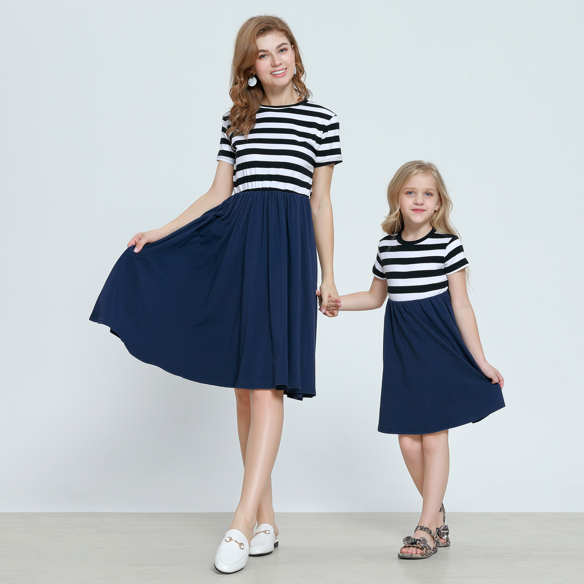 

Comfortable Striped Matching Dress for Mom and Me