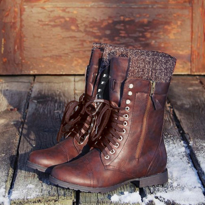 

Vintage Knitted Decor Flat Boots