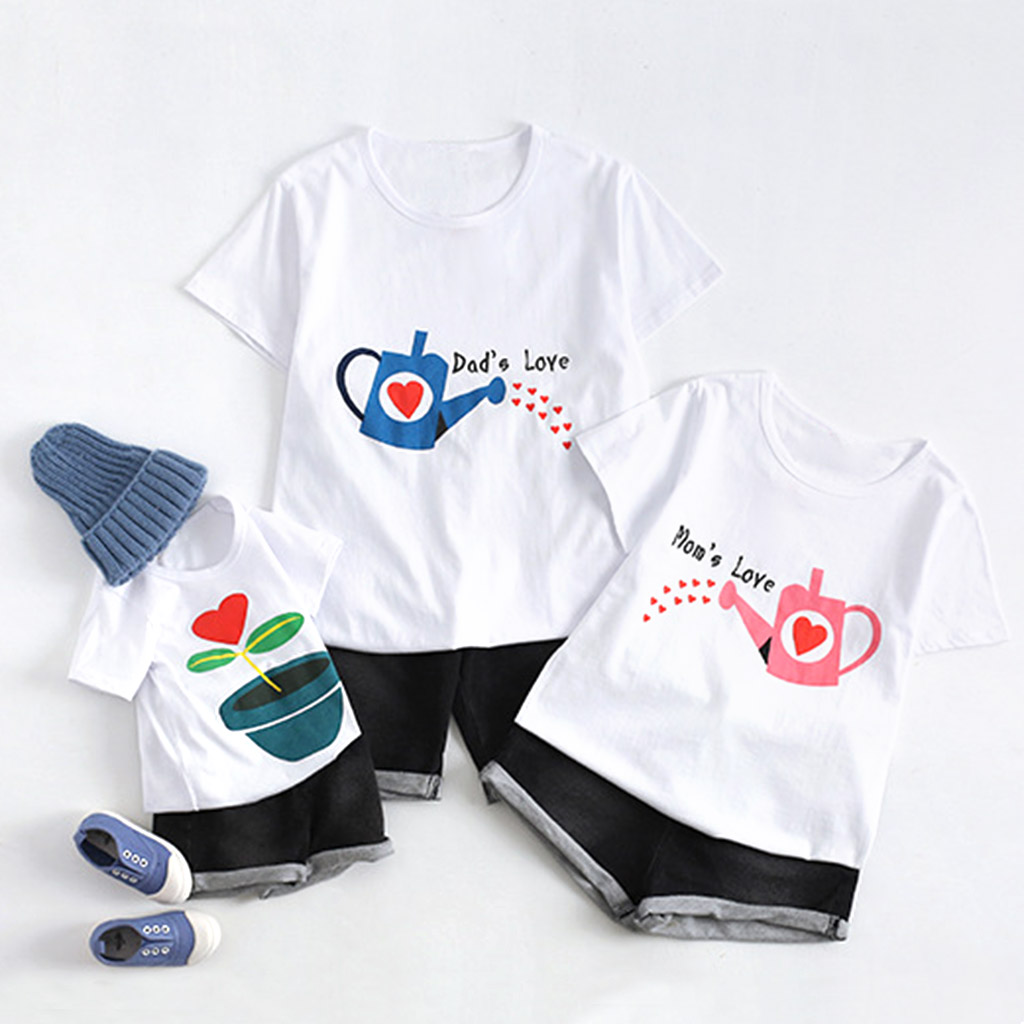 

Cute Love Flower Printed Family Matching Short-sleeve T-shirts