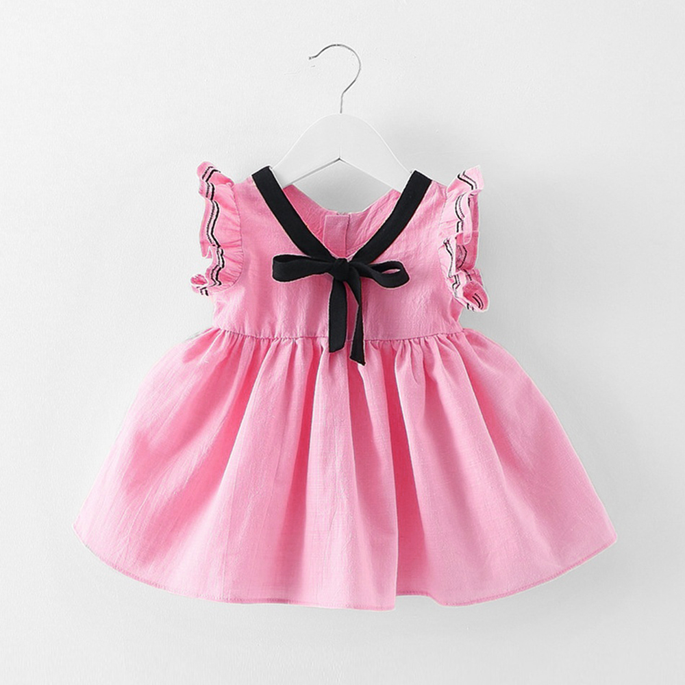 

Solid Ruffle Dress with Bow
