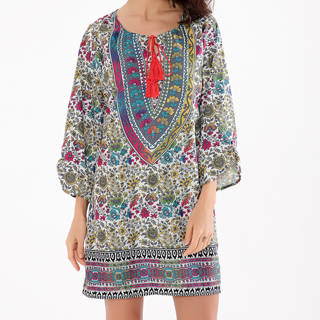 

Trendy Floral Tie Dress
