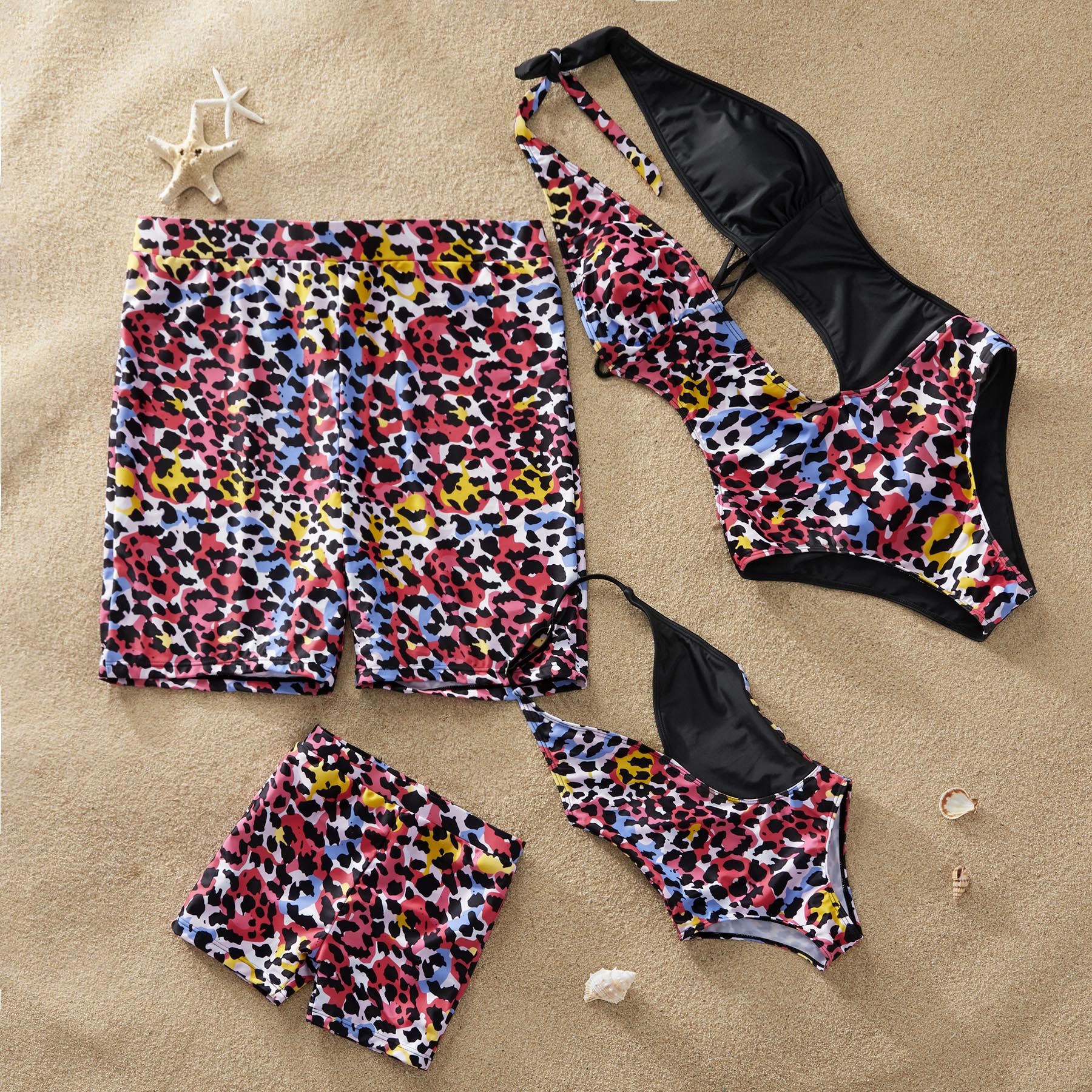 

Colorful Leopard Pattern Family Matching Swimsuit