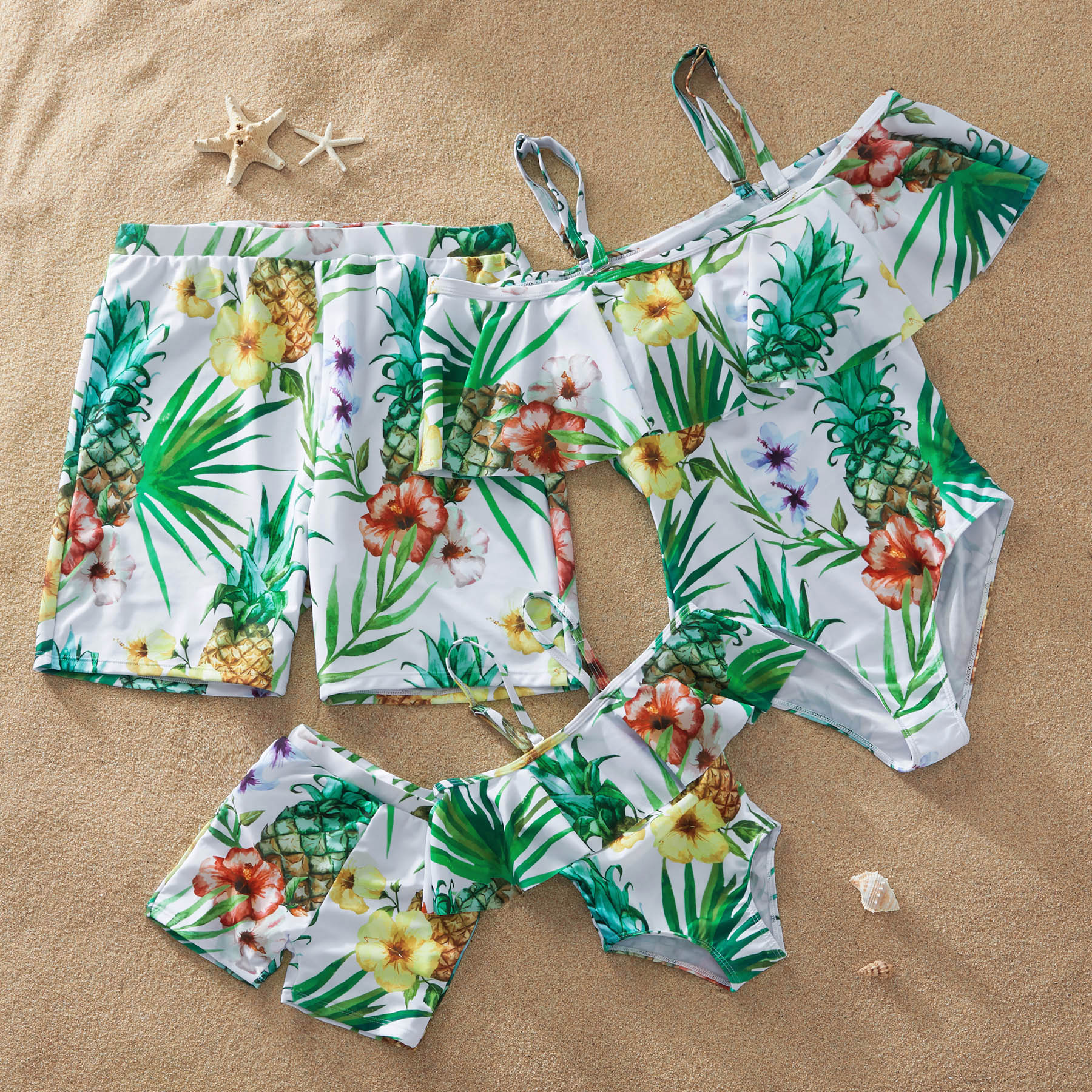 

Off-Shoulder Fruit and Flower Family Matching Swimsuit