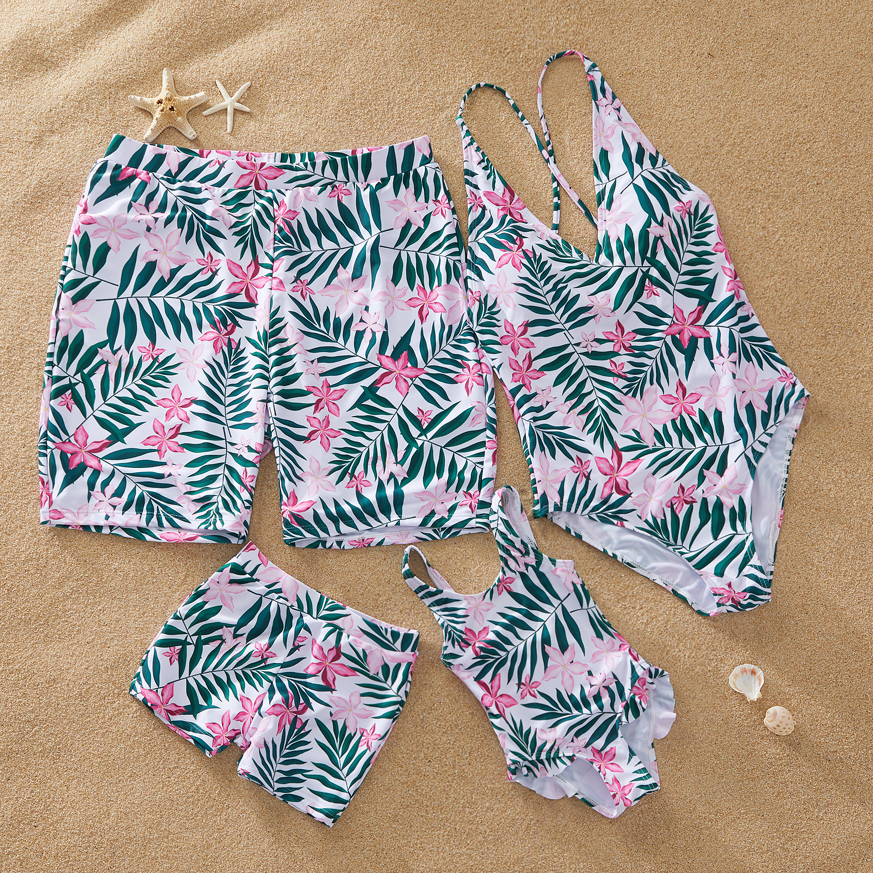 

Flower Pattern One-piece Family Matching Swimsuit