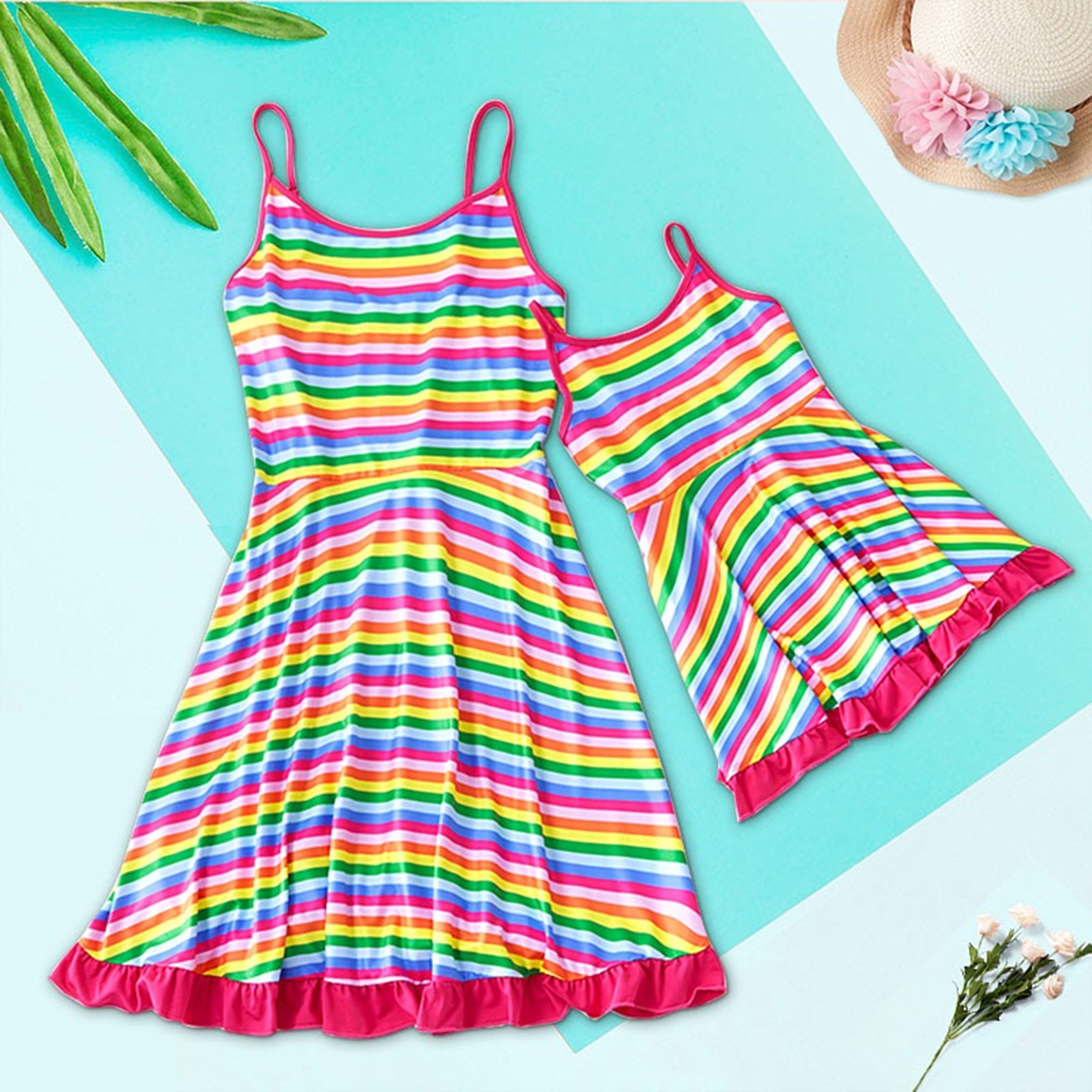 

Rainbow Stripe Dress for Mommy and Me