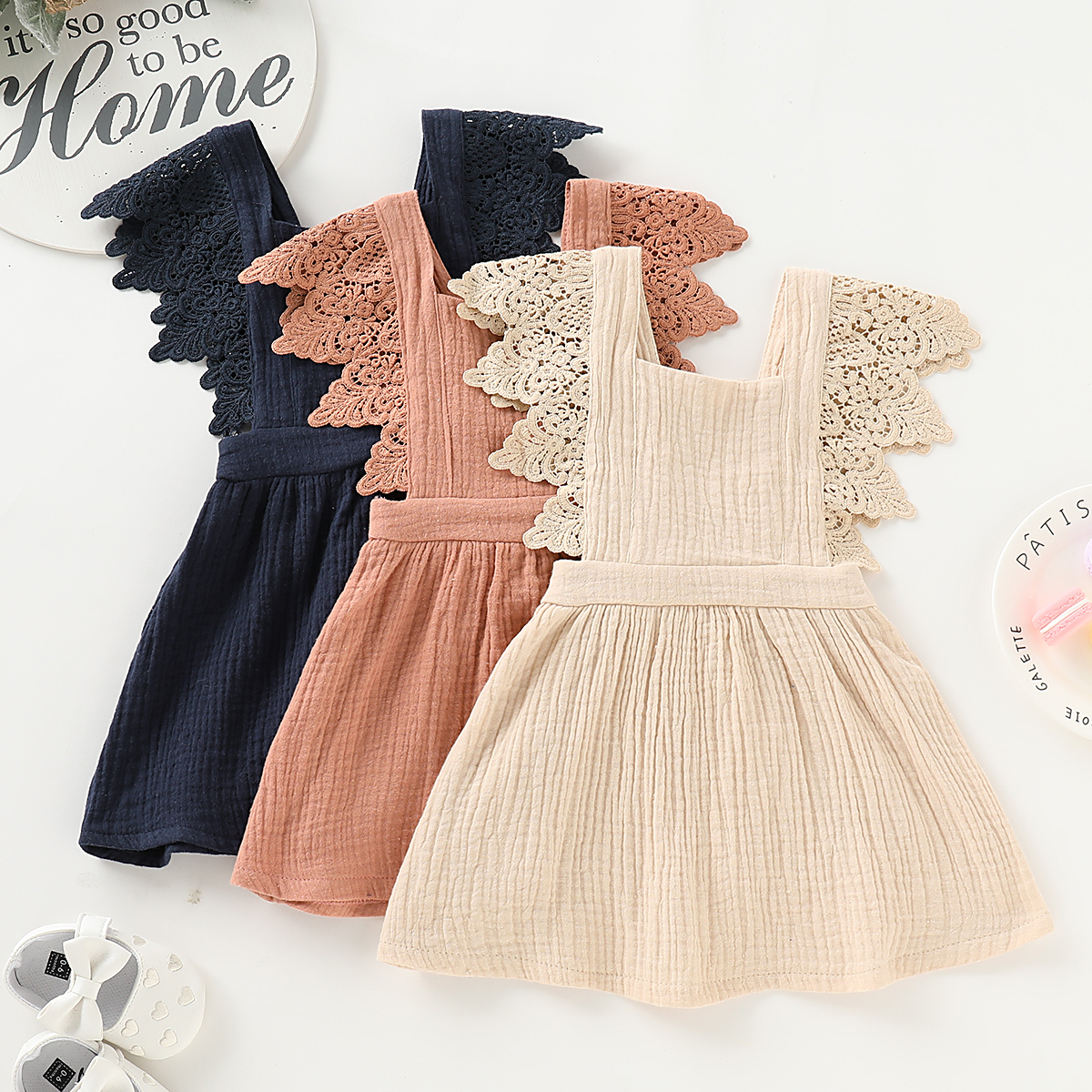 

Solid Lace Trim Dress