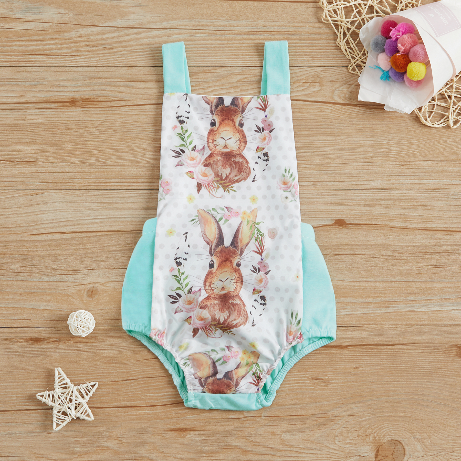 

Rabbit Print Bodysuit for Baby Girl