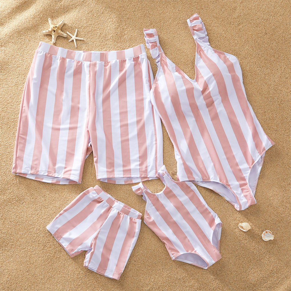 

Pink Striped Matching Swimsuits