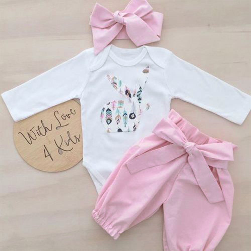 

Casual Long-sleeve Romper, Solid Pants and Headband Set