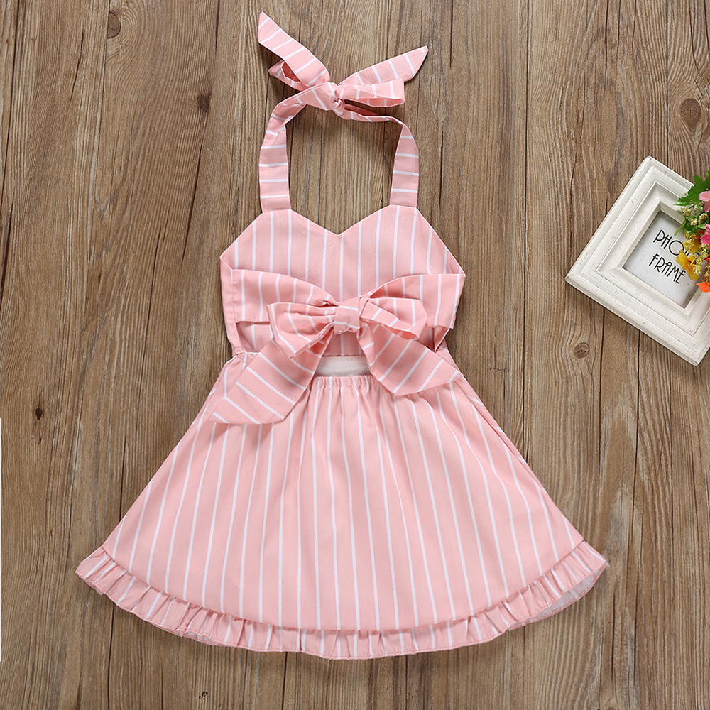 

Tie-Back Striped Halter Dress