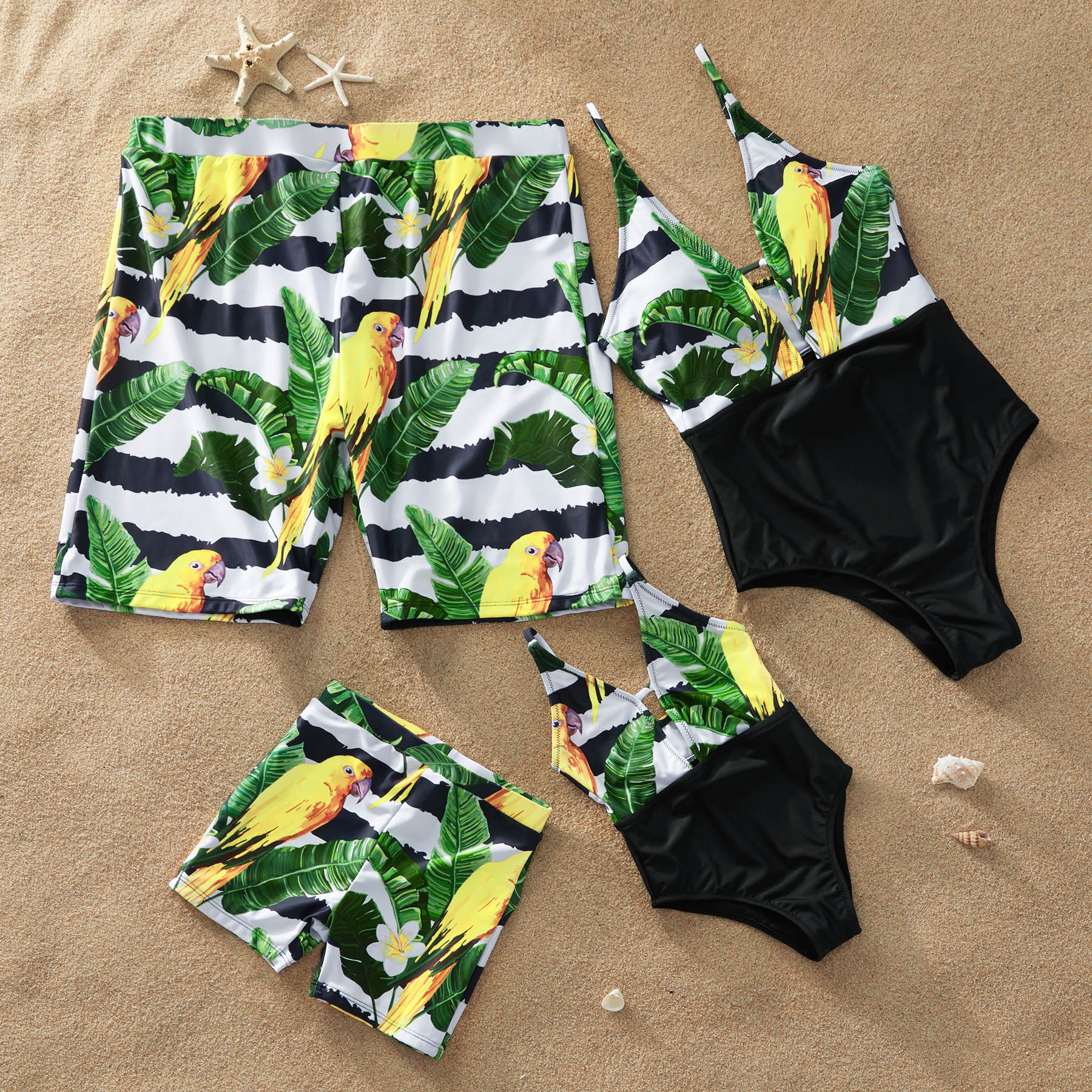 

Parrot Print One-Piece Swimsuit for Family