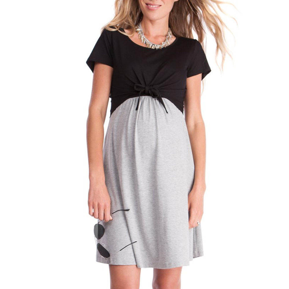 

Maternity Nursing Tie Bow Short-sleeve Dress