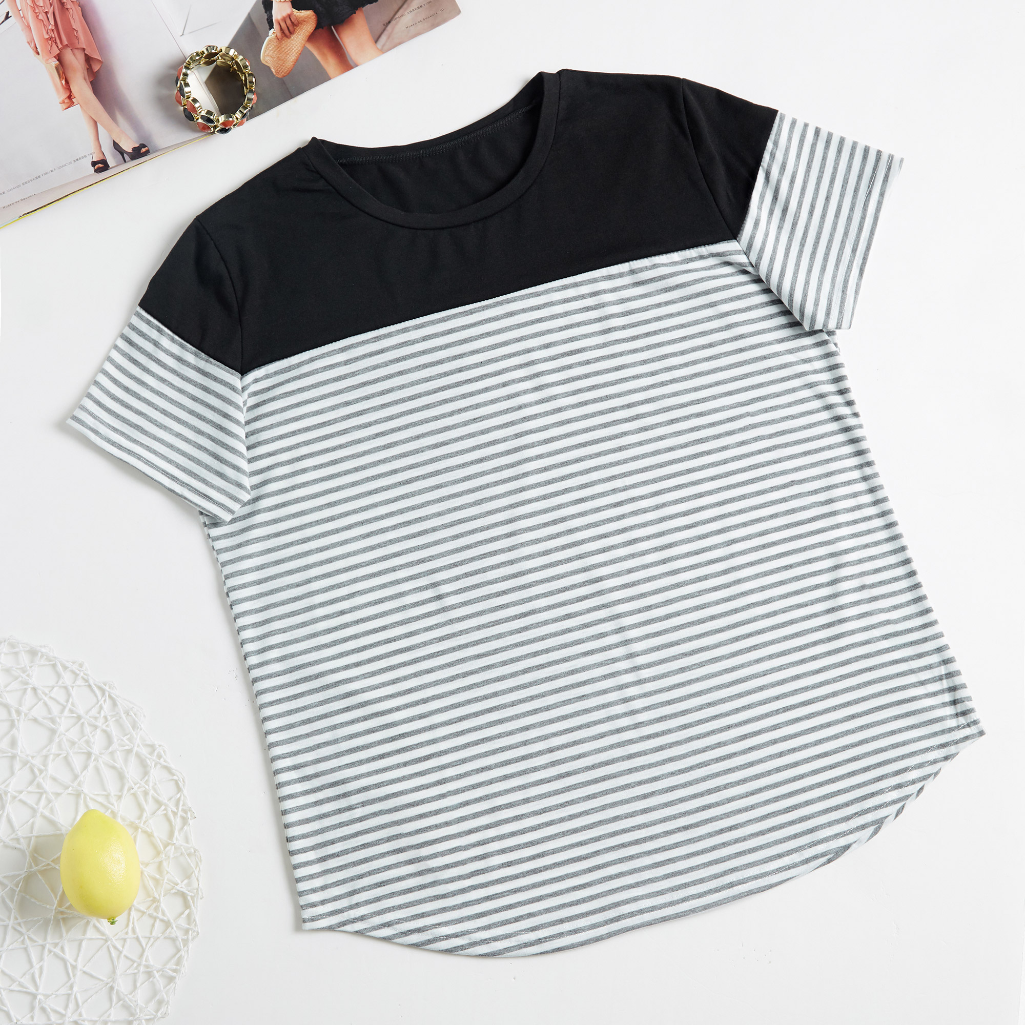 

Casual Striped Block Short Sleeve T-shirt