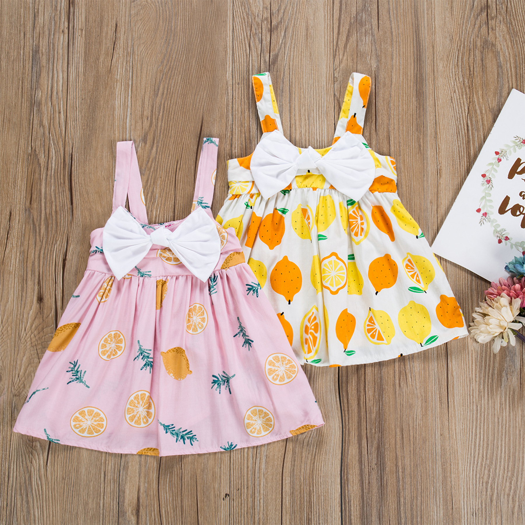 

Lemon Print Strappy Dress for Baby Girl