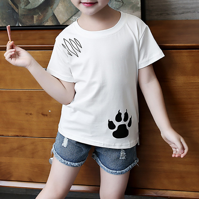 

Cute Printed Round Collar Tee in White
