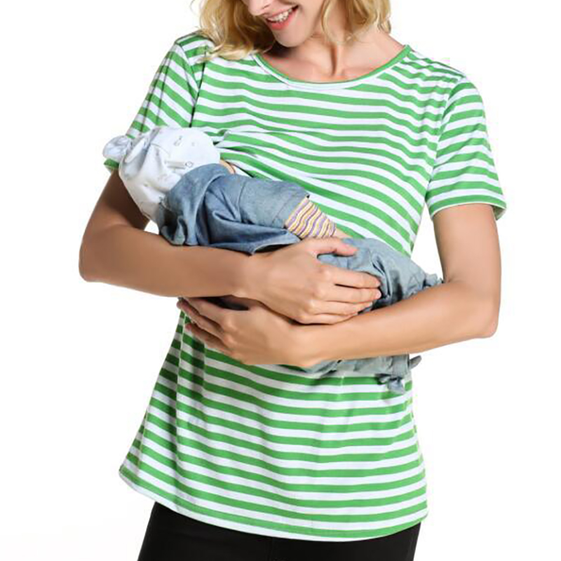 

Casual Striped Breastfeeding T-shirt