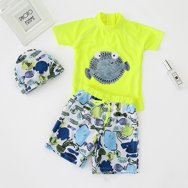

Cute Sea-life Pattern Swim Top, Short and Cap